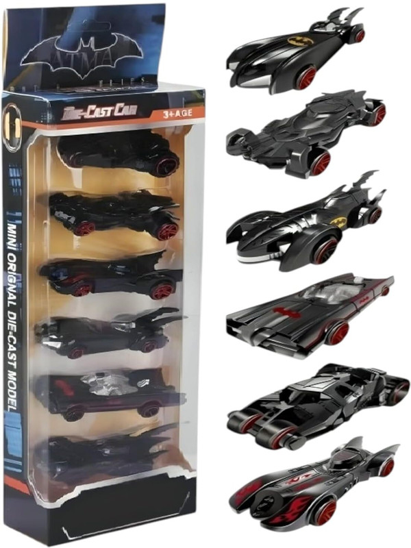 SSE Toy Black Batman Super Hero Metal Cars Push N Go 6 Pcs Metal Vehicles(Multicolor)