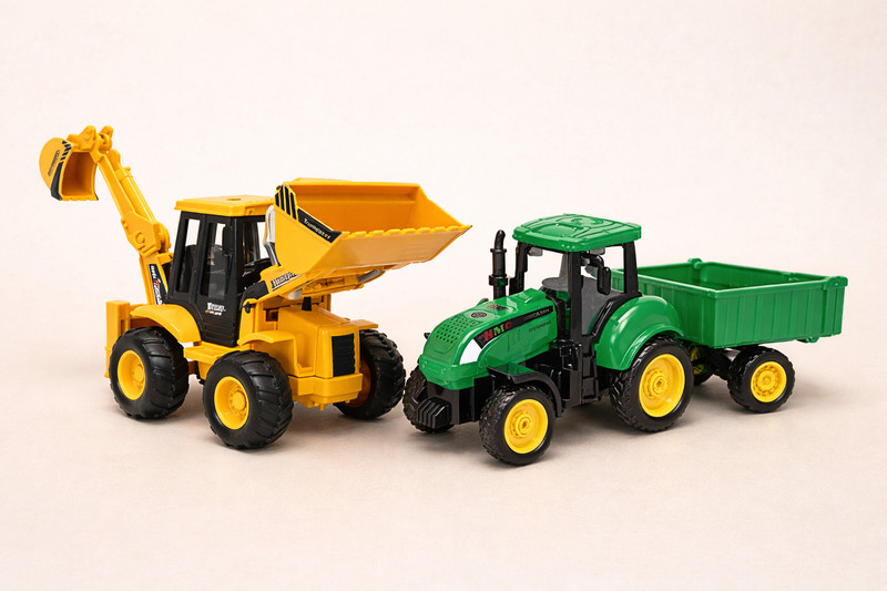 MAIRAAG Construction Vehicle Toy Set Tractor with Trailer & Excavator Loader for Kids(Green, Yellow, Pack of: 2)