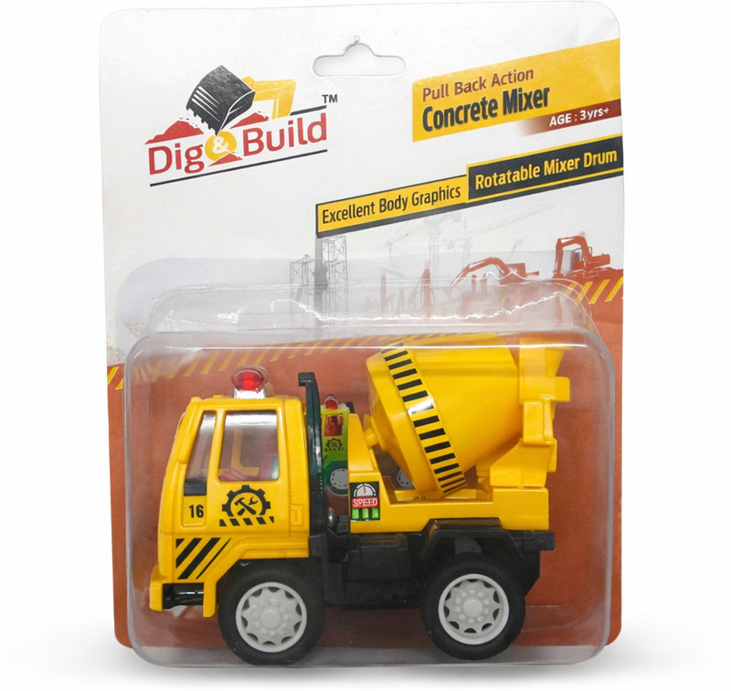 PS LIVING HOME Pull back action concrete mixer toy car(Yellow)