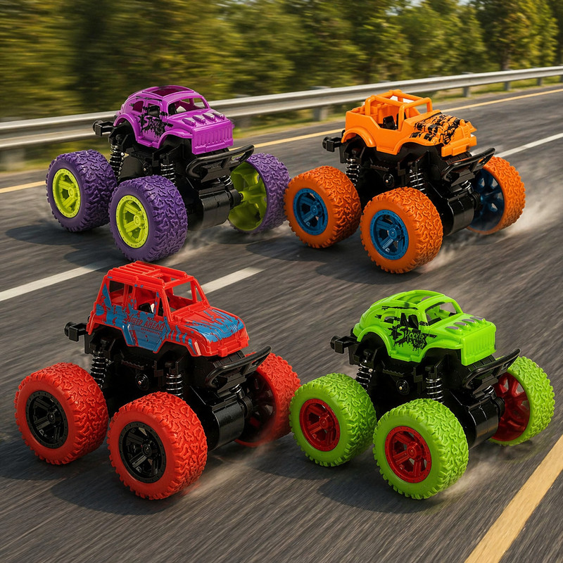 D-fix 2 Pcs Monster Truck | Big Wheel Off-Road Car | Friction Powered Push(Multicolor, Pack of: 2)