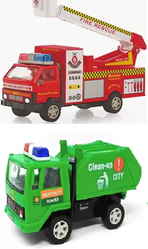 premium toyz Combo Pack of Fire Brigade and Garbage Truck Toy for Kids(Multicolor, Pack of: 2)