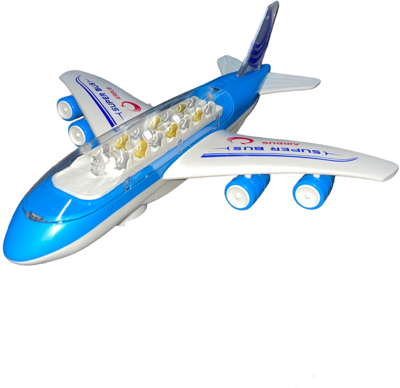 Hardik Toys Airplane Toy Kids Toy Plane Airbus with Flashing Lights, Realistic Aircraft Jet Engine Sounds, Changes Direction Auto, Bump and Go Action Toy Airplanes for 3+ Years(Colors May Vary)(Multicolor)