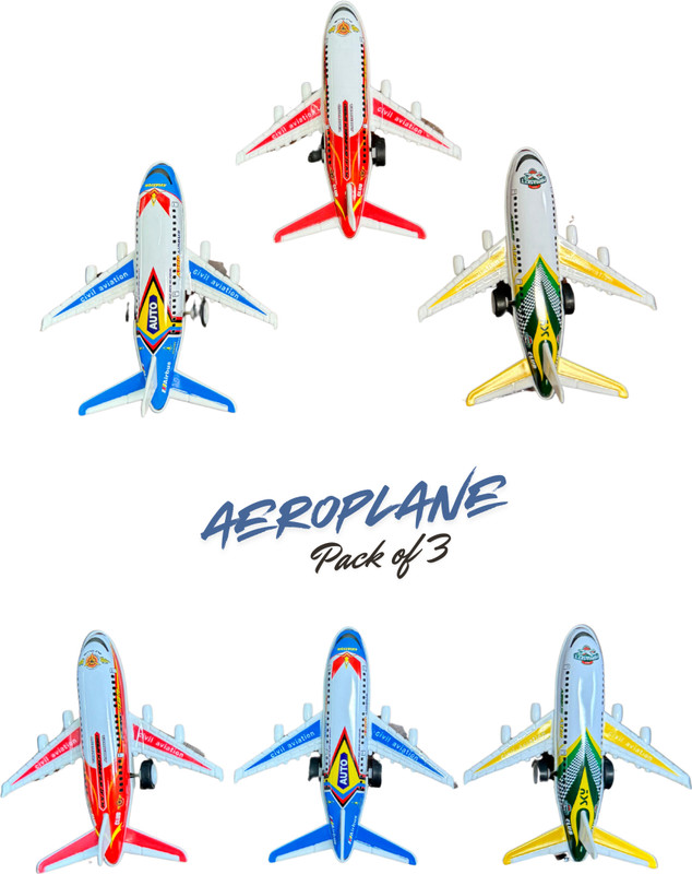 SAI SAMRUDH ENTERPRISES Aeroplane Civil Aviation Toy Set(Multicolor, Pack of: 3)
