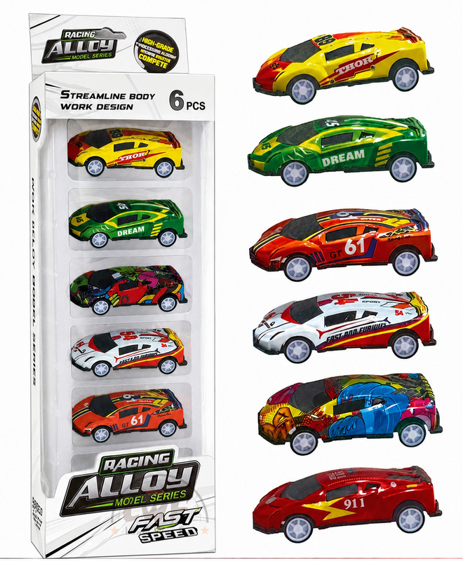 Learn With Fun 6 Pcs Die Cast Metal Unbreakable Mini Racing Lamborgini Car Toy for Kids(Yellow, Green, Red, White, Orange, Pack of: 6)