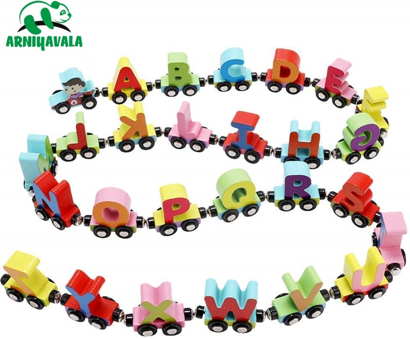 ARNIYAVALA A to Z Wooden Digital Colourful Magnetic Train Set Includes 26 Alphabets(Multicolor, Pack of: 1)