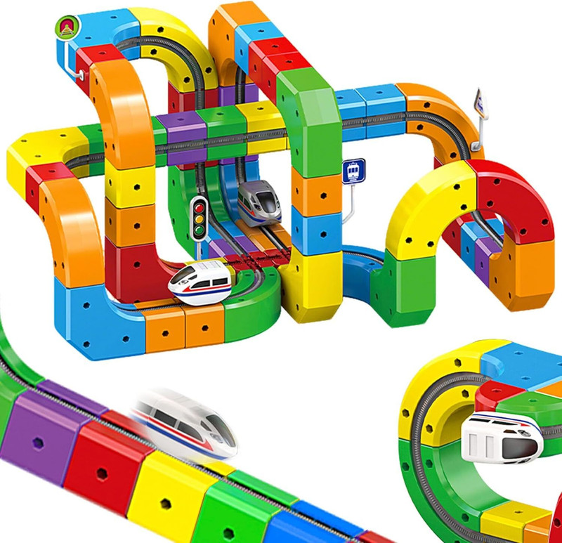 Learn With Fun Magnetic Train Toy with Rebuildable Tracks | Educational STEM Playset(Multicolor)