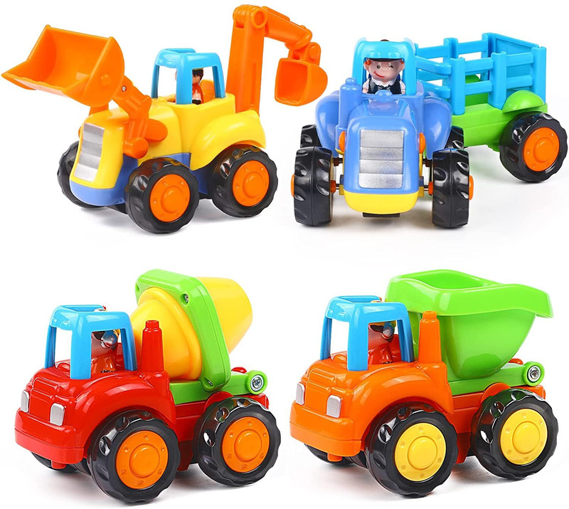 DEUSON ECOM Unbreakable Toy Set of 4 Excavator Cement mixer Dumper Tractor with trolley(Multicolor, Pack of: 4)