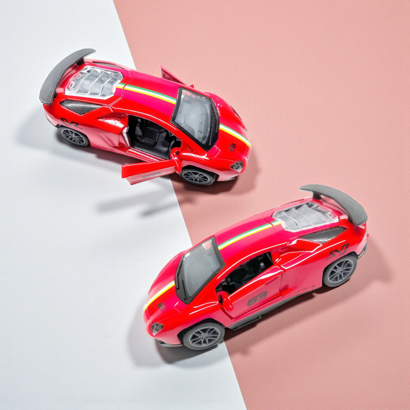 The Flyer's Bay 1:32 Scale Die-Cast Metal Pull-Back Car with Openable Doors Light and Music(Red, Pack of: 1)