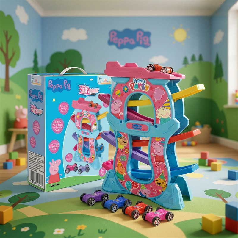 Kriiddaank Peppa Zig Zag Zoomer 6-Lever Ramp Racer Car Set(Pink, Pack of: 1)