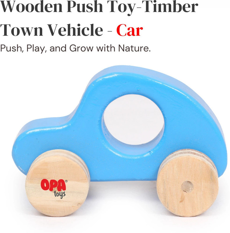 opatoys Premium Wooden Push & Pull Toy Timber Town Vehicle Car(Blue, Pack of: 1)