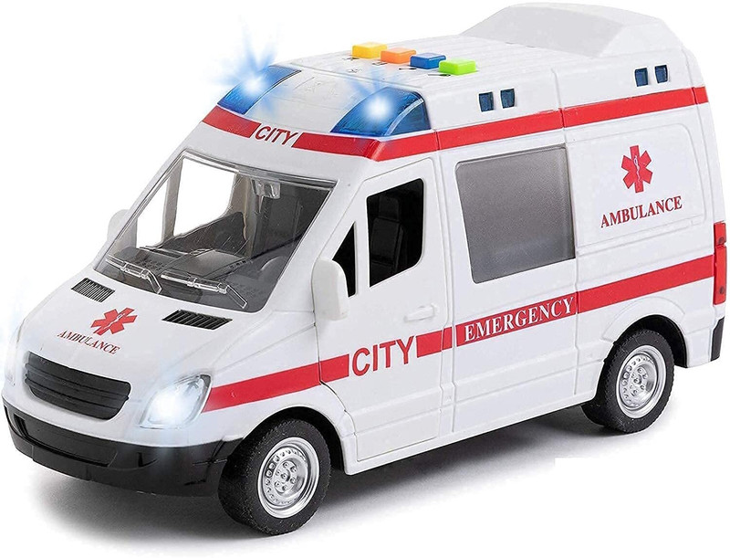 Dandur Ambulance Toy Car with Light & Siren Sound Effects(White, Pack of: 1)