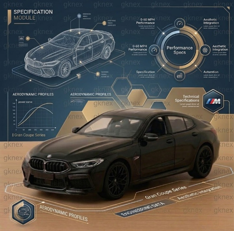 GKNEX M8 1:32 Metal Pullback Toy Car with LED Lights BMW M8 Metal Car Toy For Kids(Multicolor, Pack of: 1)