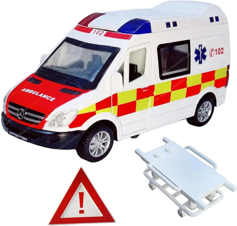 Zuuluzrs Mercedes Sprinter Car Ambulance Toy Model 1:32 scale lights, sound, opens doors(White, Pack of: 1)