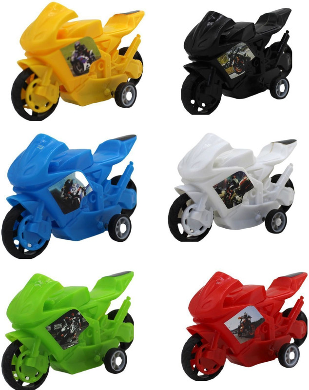 neoinsta shopping Set of 6 pull back racing mini plastic bikes|Hayabusa motorcycles toy for kids(Multicolor, Pack of: 6)