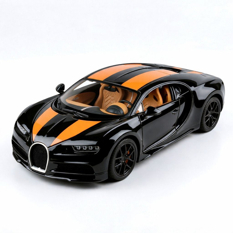 zazutoys Black Bugatti Chiron Alloy Pull Back Racing Car Openable Doors Kids 2+(Orange, Black, Pack of: 1)