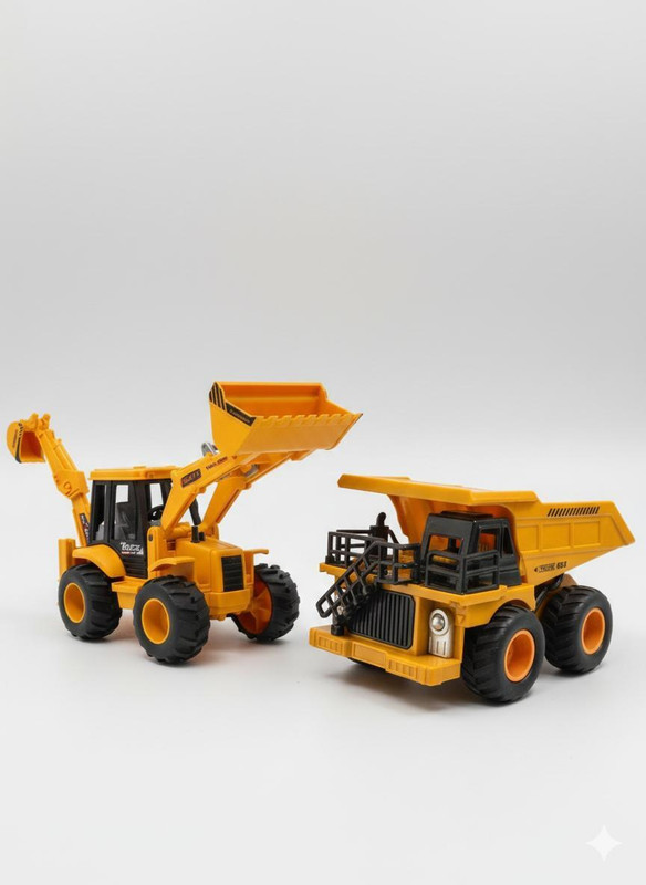 Mountoy store MEGA Construction Dumper & JCB Toy 2-in-1 Set(Yellow, Pack of: 1)