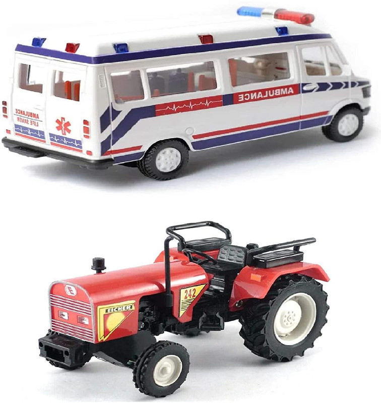 vworld Ambulance Toy with Tractor Toy(White, Red, Pack of: 2)