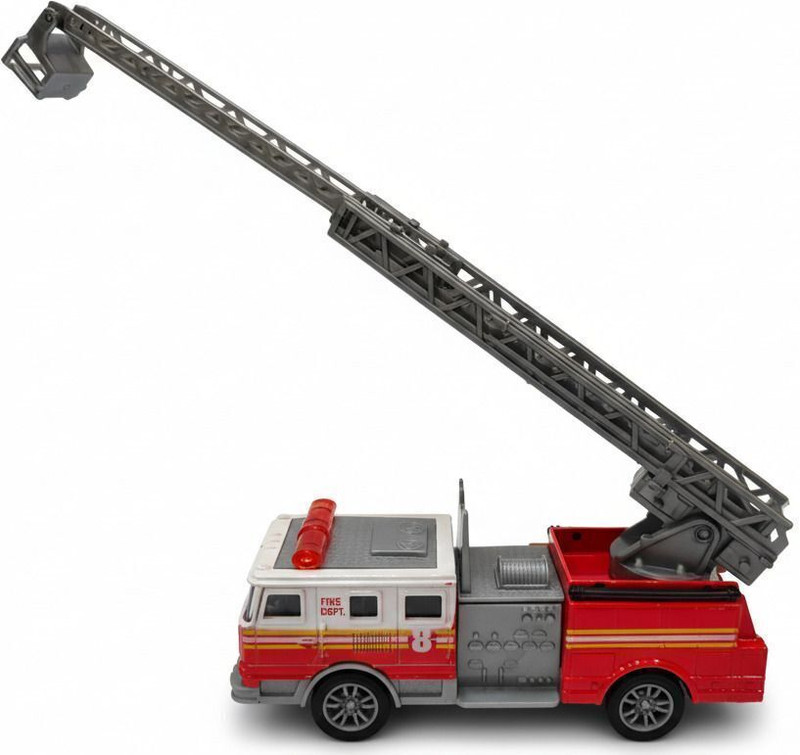 sam and mom Realistic Rescue Fire Truck Toy with Extending Rotating Aerial Ladder(White, Red, Pack of: 1)