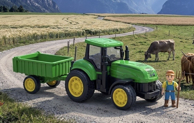 Zuuluzrs 1 Green Farm Tractor Toy With Detachable Trolley Agricultural Vehicle for Kids(Green, Yellow, Pack of: 1)