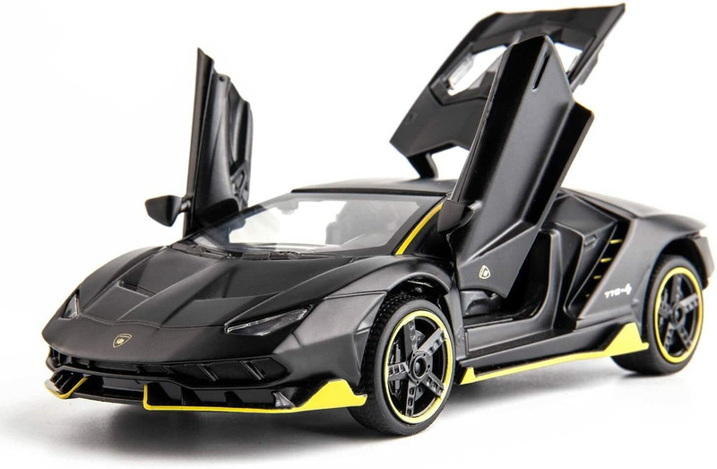 FUNABLO Diecast Bugatti Toy Car Scale Model,Pull Back Vehicles Alloy Simulation Supercar(Black)