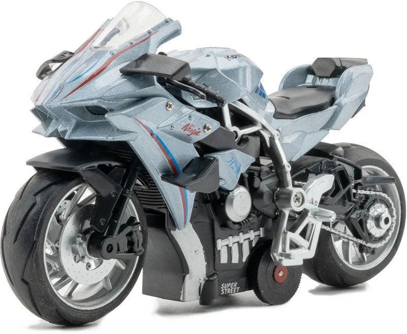 MOOBOO Kawasaki Ninja Motorcycle Model, Motorcycle Collection[SMALL](Silver, Pack of: 1)
