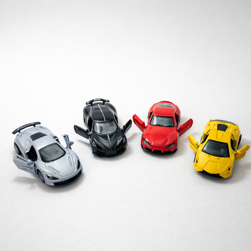 RAD CARTEL 1:32 DieCast Metal Sports Racing Car Toy for Kids with Open Doors, Free Movement(Multicolor, Pack of: 4)