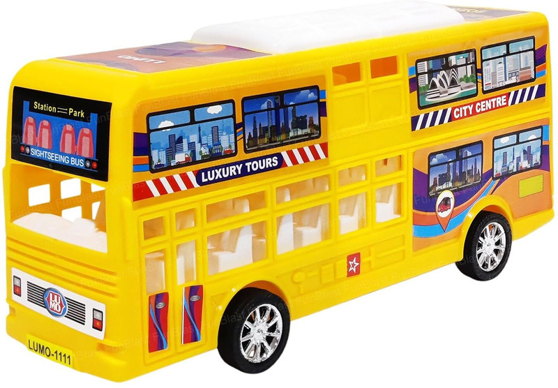 FunBlast Double Decker Bus Toy for Kids – Pull Back Vehicle Toy, Push & Go Toy Bus for Bo(Multicolor)