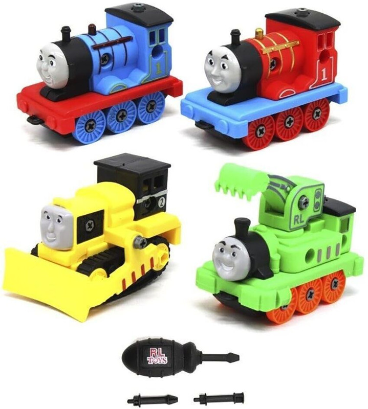 AHBHT Train Vehicle Set with 1 Screwdriver Assembly and Disassembly for Toddler(Multicolor, Pack of: 4)
