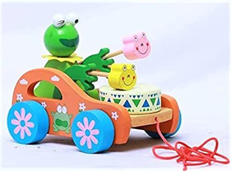 Smartcraft Wooden Frog Drum Musical Pull Along Toy(Multicolor, Pack of: 1)