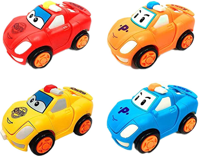 A R ENTERPRISES Push and Go Robot Car for Kids, Push Button Transformation 360 Degree Stunt(Multicolor, Pack of: 4)
