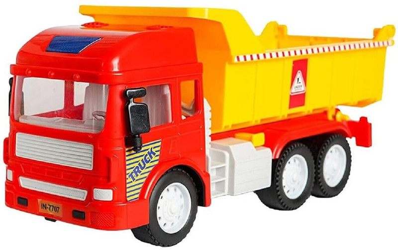 himanshu tex Dumper Truck Sound & Lights Dumper Truck Toy Friction Powered Wheels for Kids(Multicolor, Pack of: 1)