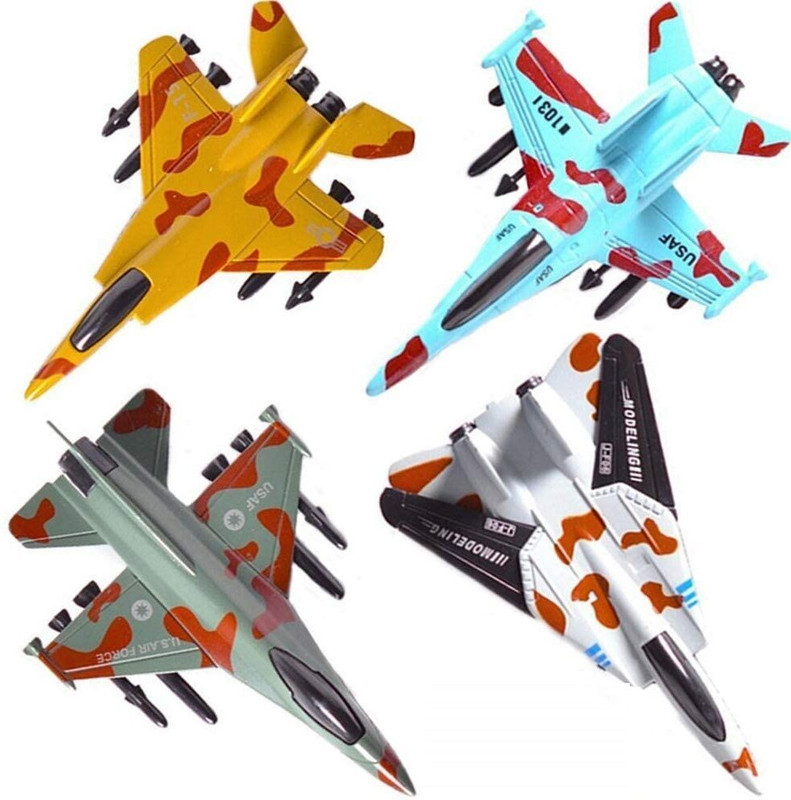 QWICK CLICK Airplane Toys Set Die Cast Metal Military Fighter Jets for Kids Boy Pullback(Multicolor, Pack of: 4)