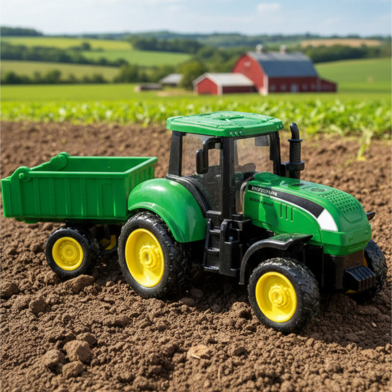 mekavi Tractor for Kids Toys with Trolley, and Friction Powered Truck Toy for Kids(Green, Pack of: 1)