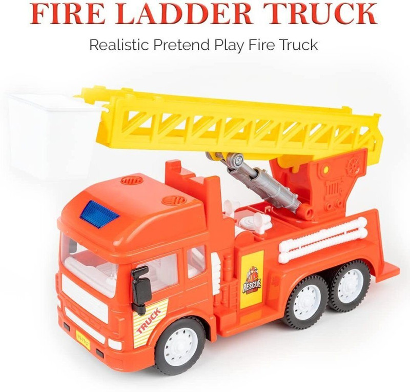 zokato Fire Ladder Truck | Friction Powered Big Size Vehicle for Kids(Multicolor, Pack of: 1)