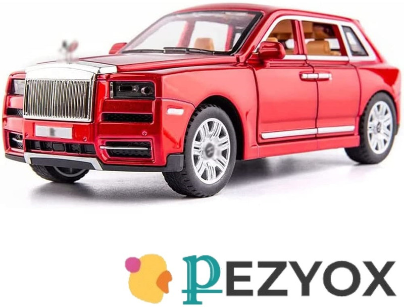 PEZYOX 1:32 scale Rolls-Royce Cullinan Pull Back Toy car with Light & Music for Kids(Red)