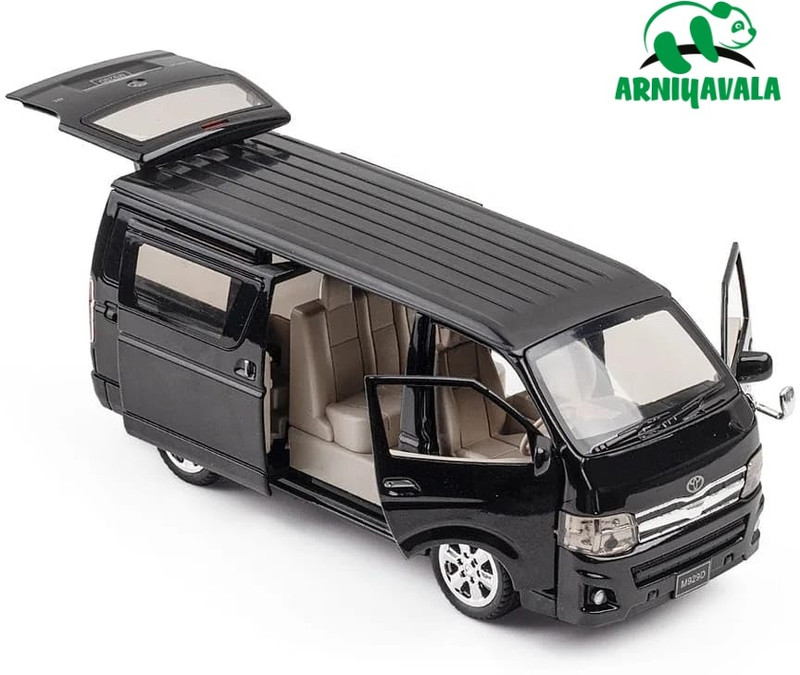 ARNIYAVALA 1/32 toyota hiace Model Pull Back Die-cast Car Racing Van for kids(Black)