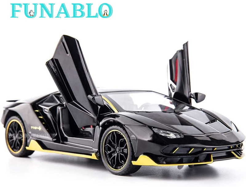 FUNABLO 1:32 Die-cast Car Scale Model with Sound Light Mini Auto Toy for Kids(Black)