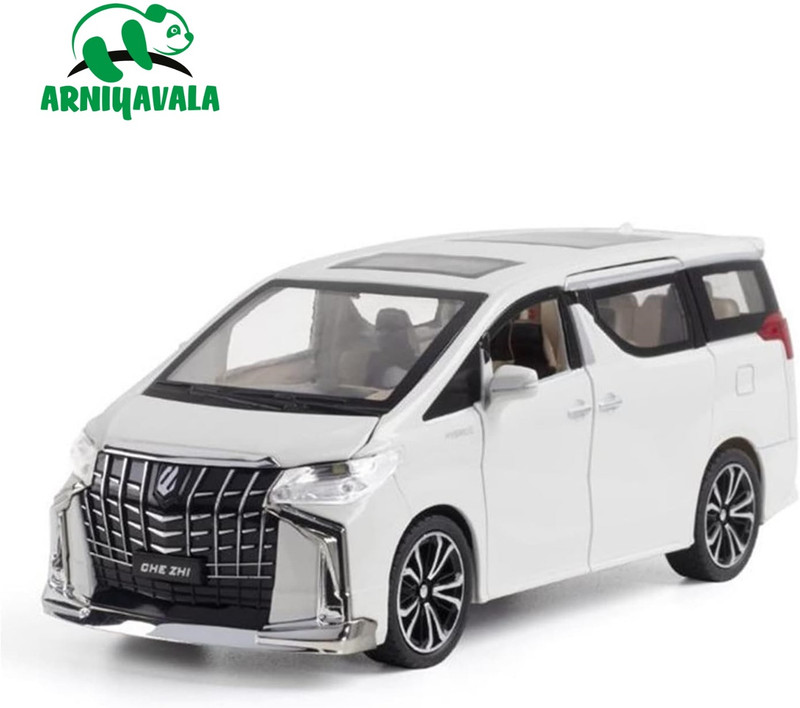 ARNIYAVALA 1/24 scale TOYOTA Alphard Car Toy Diecast Van Model Vehicle Pull Back Sound Car(White)