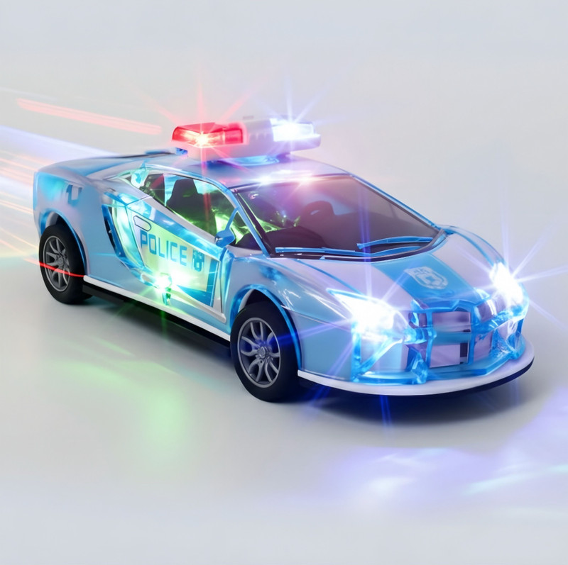 joymax Kids 3D Police Friction Car Toy with Flashing Lights & Music(Blue)