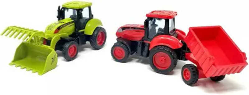Just craft Farmer Tractor Vehicle Toy for Kids(Green, Red, Pack of: 2)