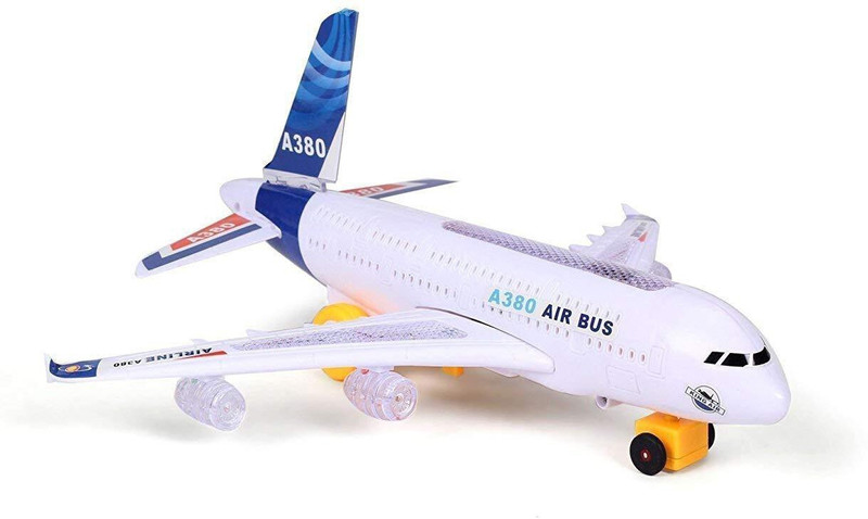 Anzal Airbus A380 Airplane Model Toys With Loud Musical Flashing Light Automatic Airplane Electric Plane(Multicolor)
