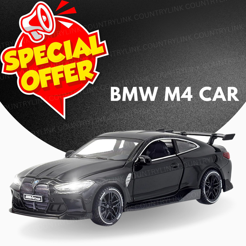 CountryLink 1:32 Diecast BMW M4 Luxury Sports Car Pull Back Model Light Sound Kids Toy Gift(Black, Pack of: 1)