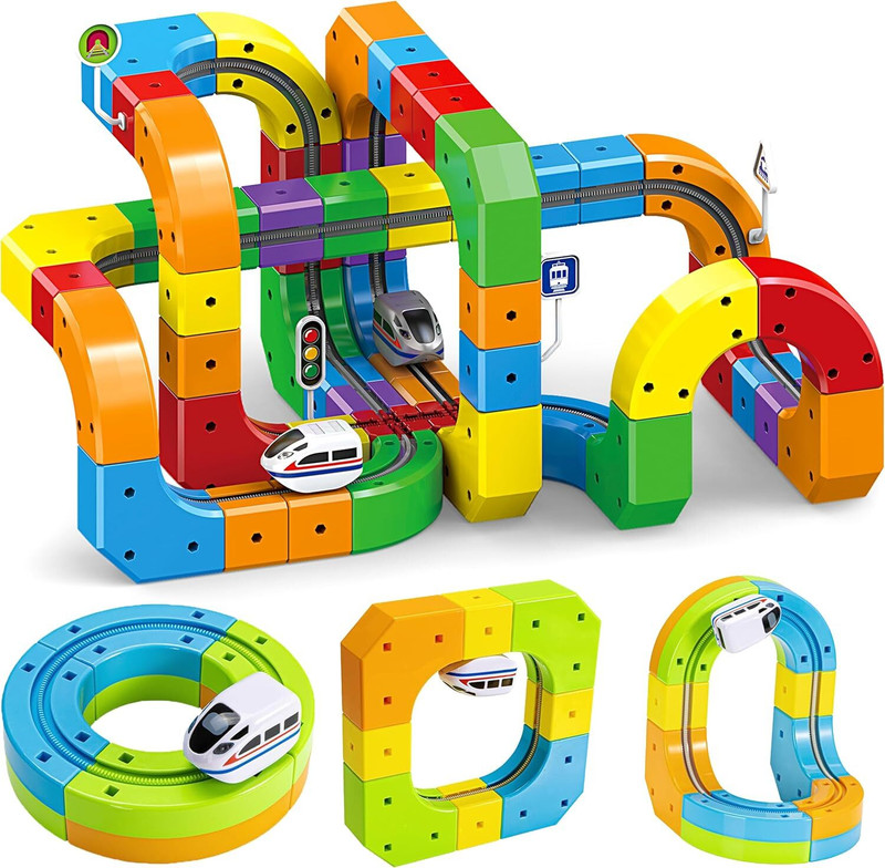 Learn With Fun Magnetic Train Track Toy | Creative DIY Assembly | Kids STEM Toy(Multicolor, Pack of: 1)