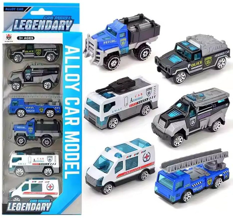 BVM 6 Pcs Police Alloy Vehicle Model Metal Cars Vehicles, Car Play Set for Toddlers(Multicolor, Pack of: 1)
