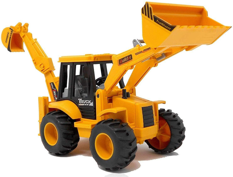 deoxy JCB 2 in 1 Excavator Construction Vehicle Loader Truck Pull Back Vehicle Toy(Yellow, Pack of: 1)