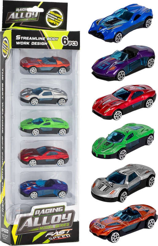 RAD CARTEL Die Cast Alloy Metal Pull Back Mini Race Cars Set Toys for Kids(Multicolor, Pack of: 6)