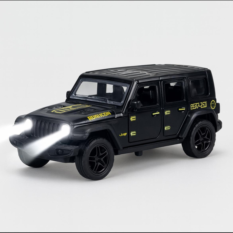 Mj Traders Die-Cast Metal Jeep Toy Car for Kids 1:32 Scale Model Openable Doors, Pull back(Black, Pack of: 1)