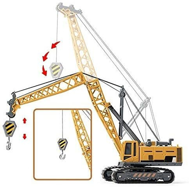 Ragiluxe Diecast Alloy Crane Toy for Kids with Movable Hook and 360 Degree Rotating Tower(Multicolor, Pack of: 1)