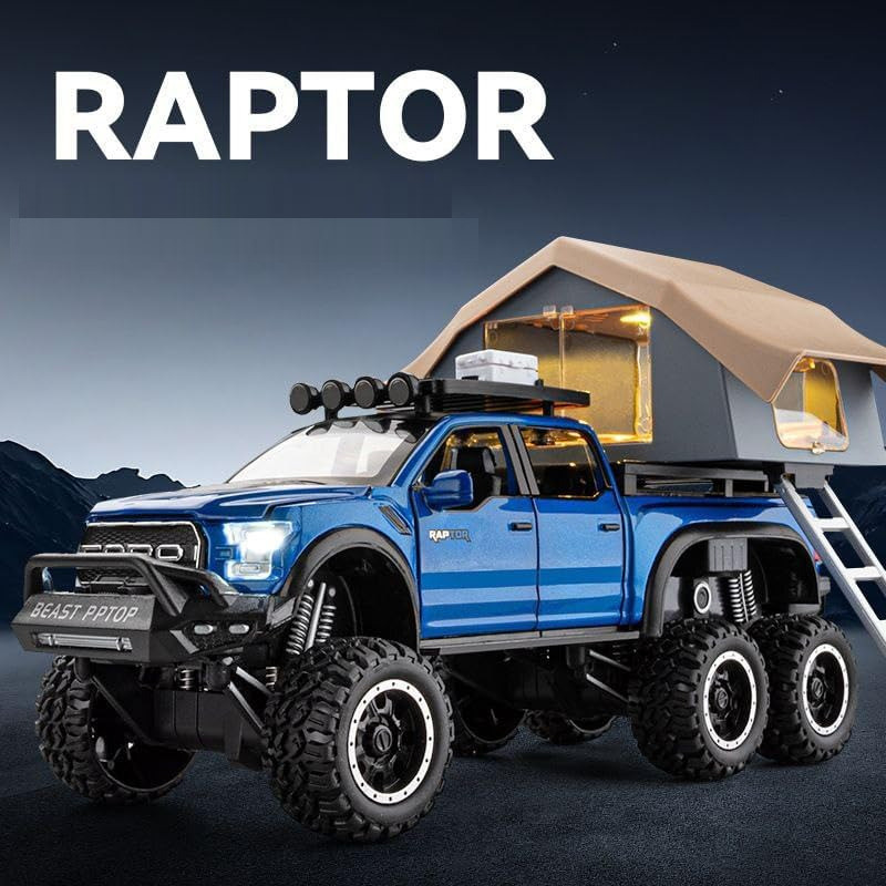 Zuuluzrs 1:24 Ford Raptor F-150 Raptor Camping RV Toy Car With Doors Can Be Open(Red, Blue, White, Pack of: 1)