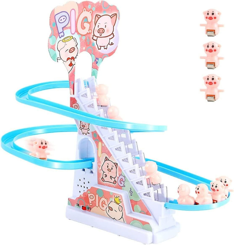 venimall Pig Plastic Climb Stair Electric Music Railway Slide Multi-Track Toy Set(Multicolor)